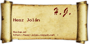Hesz Jolán névjegykártya