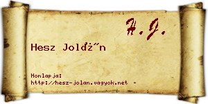 Hesz Jolán névjegykártya